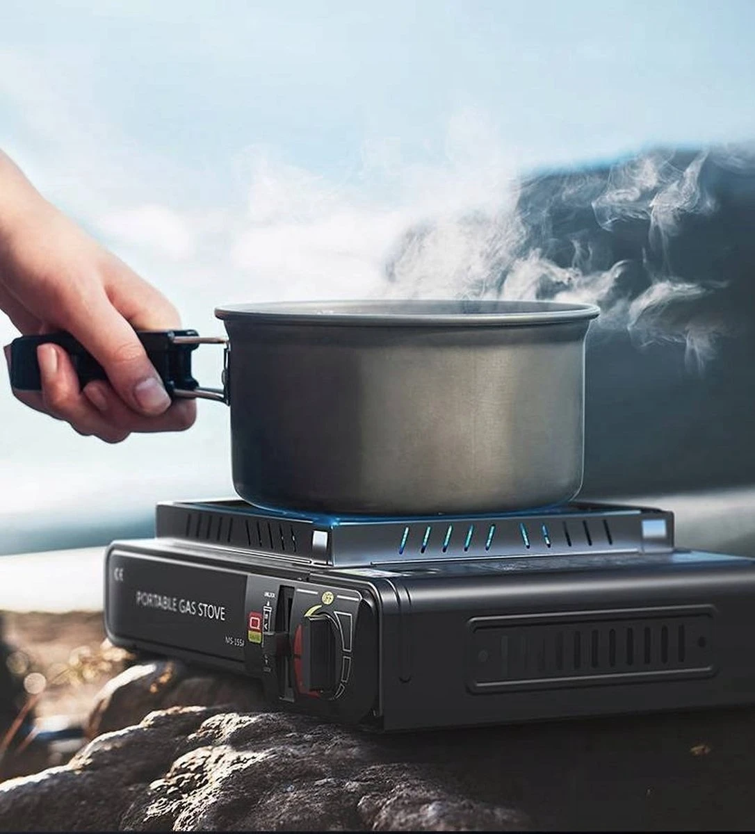 IBright Draagbare Camping Kooktoestel - Gasbrander - 1 Pits Gaspit - Elektrische Ontsteking - 2900 Watt - Met Koffer - Zwart 6 IBright Draagbare Camping Kooktoestel - Gasbrander - 1 Pits Gaspit - Elektrische Ontsteking - 2900 Watt - Met Koffer - Zwart - Afbeelding 6