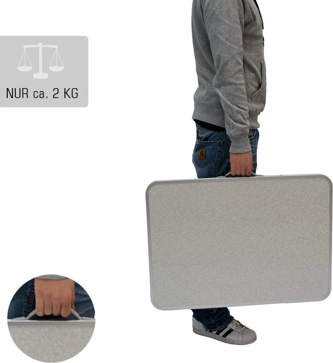 Alu Campingtafel 70x55cm - Inklapbbar Kampeertafel - Picknicktafel Licht Vouwtafel Klaptafel Grijs 3 Alu Campingtafel 70x55cm - Inklapbbar Kampeertafel - Picknicktafel Licht Vouwtafel Klaptafel Grijs - Afbeelding 3