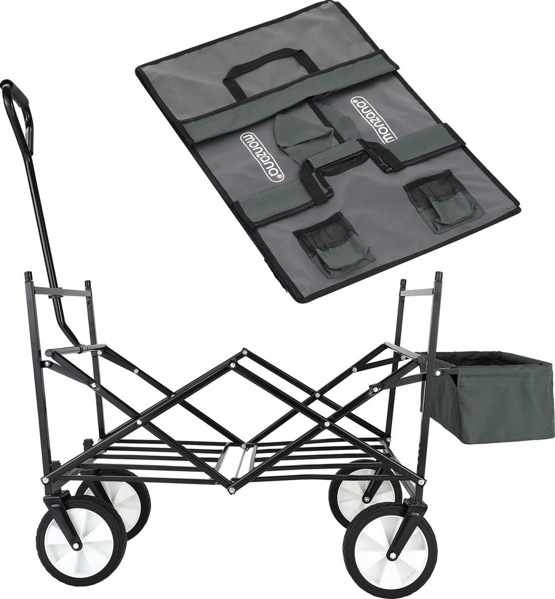 Monzana Bolderkar Opvouwbaar - 100 Liter - Met Afneembaar Dak Grijs 2 Monzana Bolderkar Opvouwbaar - 100 Liter - Met Afneembaar Dak Grijs - Afbeelding 2