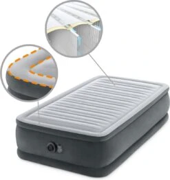 Intex Luchtbed - 1-Persoons - 99 X 191 X 46 Cm - Grijs - Met Ingebouwde Pomp, Hoeslaken Antraciet En Reparatieset -Buitenkampeer Winkel 1133x1200 1