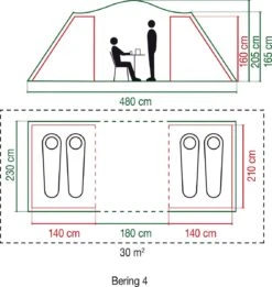 Coleman Bering 4 Vis-a-Vis Tent - Familietent - 4-Persoons - Groen 14 Coleman Bering 4 Vis-a-Vis Tent - Familietent - 4-Persoons - Groen -Buitenkampeer Winkel 1136x1200