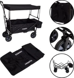 AREBOS Handwagen Vouwbare Dak Handwagen Vouwbare Trolley Uitrustingswagen Zwart -Buitenkampeer Winkel 1141x1200 1