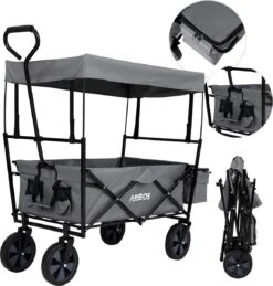 AREBOS Handwagen Vouwbare Dak Handwagen Vouwbare Trolley Uitrustingswagen Grijs -Buitenkampeer Winkel 1146x1200