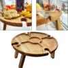 Merkloos Opvouwbare Draagbare Picknicktafel, Outdoor Opvouwbare Lichtgewicht Kampeertafel 30,5 Cm Kleine Houten Wijnpicknicktafel Voor Feest, Strand, Tuin, Camping, Barbecue, Reizen