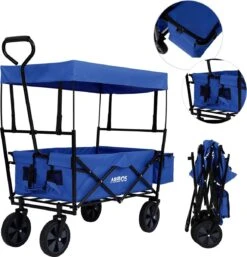 AREBOS Handwagen Vouwbare Dak Handwagen Vouwbare Trolley Uitrustingswagen Blauw -Buitenkampeer Winkel 1155x1200 1