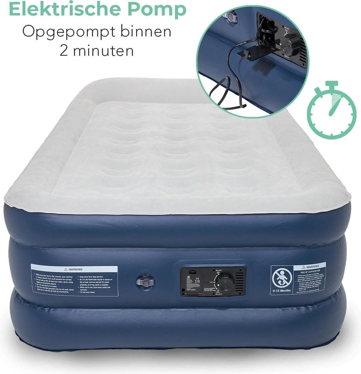 LifeGoods Luchtbed - 1 Persoons - Met Ingebouwde Pomp - Incl. Draagtas En Reparatiekit 4 LifeGoods Luchtbed - 1 Persoons - Met Ingebouwde Pomp - Incl. Draagtas En Reparatiekit - Afbeelding 4