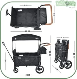 FableKids LEO X4Lite Opvouwbare Handkar Met Dak Onyx Zwart -Buitenkampeer Winkel 1159x1200 2