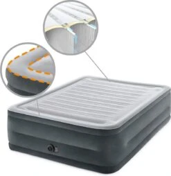 Intex Luchtbed - 2-Persoons - 152 X 203 X 33 Cm - Grijs - Met Ingebouwde Pomp, Hoeslaken Antraciet En Reparatieset -Buitenkampeer Winkel 1166x1200 3