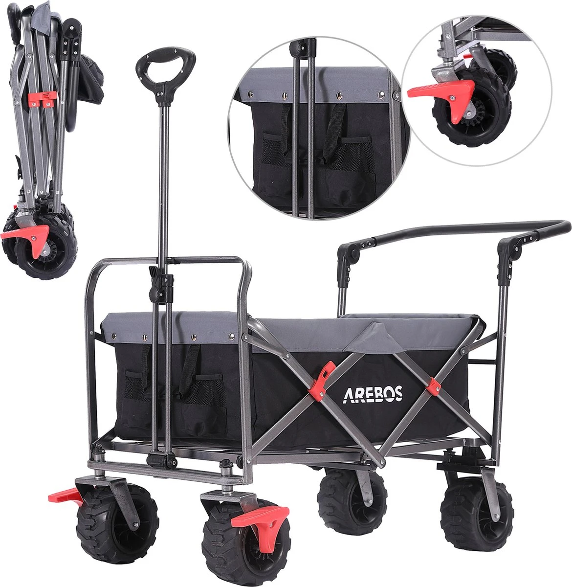 AREBOS Opvouwbare Steekwagen Met Telescopische Stang Draagvermogen 100 Kg 1 AREBOS Opvouwbare Steekwagen Met Telescopische Stang Draagvermogen 100 Kg