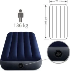 Intex Luchtbedset Intex Luchtbed - 1-Persoons - 76 X 191 X 25 Cm - Blauw + Intex Elektrische Pomp - 650 Liter/min + Hoeslaken Wit + Reparatieset -Buitenkampeer Winkel 1175x1200 1