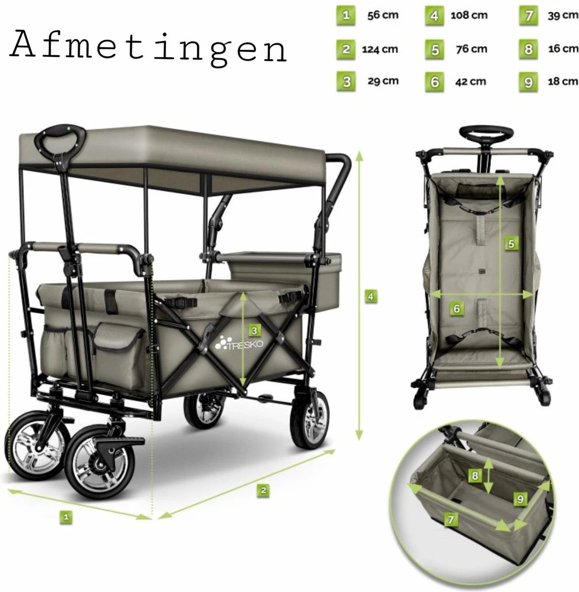 Wildebeest Bolderkar Opvouwbaar Grijs - Bolderwagen Met Kinder Zitje - Bolderkarren - Handkar Grijs - Opvouwbaar Transportwagen - Transportkar - Handkar Tuin Trolley Met Dak Transport Trolley XXL 7 Wildebeest Bolderkar Opvouwbaar Grijs - Bolderwagen Met Kinder Zitje - Bolderkarren - Handkar Grijs - Opvouwbaar Transportwagen - Transportkar - Handkar Tuin Trolley Met Dak Transport Trolley XXL - Afbeelding 7