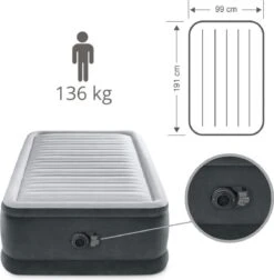 Intex Luchtbed - 1-Persoons - 99 X 191 X 46 Cm - Grijs - Met Ingebouwde Pomp, Hoeslaken Antraciet En Reparatieset -Buitenkampeer Winkel 1177x1200 1