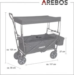 AREBOS Handwagen Vouwbare Dak Handwagen Vouwbare Trolley Uitrustingswagen Zwart -Buitenkampeer Winkel 1188x1200 5