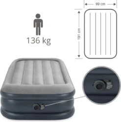Intex Luchtbed - 1-Persoons - 99 X 191 X 42 Cm - Grijs - Met Pomp, Hoeslaken Zwart En Reparatieset -Buitenkampeer Winkel 1189x1200 2