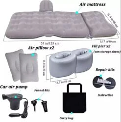 Sophie's Planet® - Auto Luchtbed Met Kussens En Pomp (Grijs) - Auto Matras - Achterbank Matras - Autobed - Car Matress - Comfortabel In De Auto Slapen -Buitenkampeer Winkel 1196x1200 16