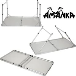Aluminium Kampeertafel 120x60cm - Campingtafel Inklapbaar - 3-voudig Verstelbare Vouwtafel Antraciet -Buitenkampeer Winkel 1198x1200 22