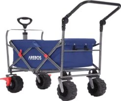 AREBOS Handkar | Transportwagen | Apparatuurwagen | Opvouwbaar | Duwstang| Blauw -Buitenkampeer Winkel 1200x1000 9