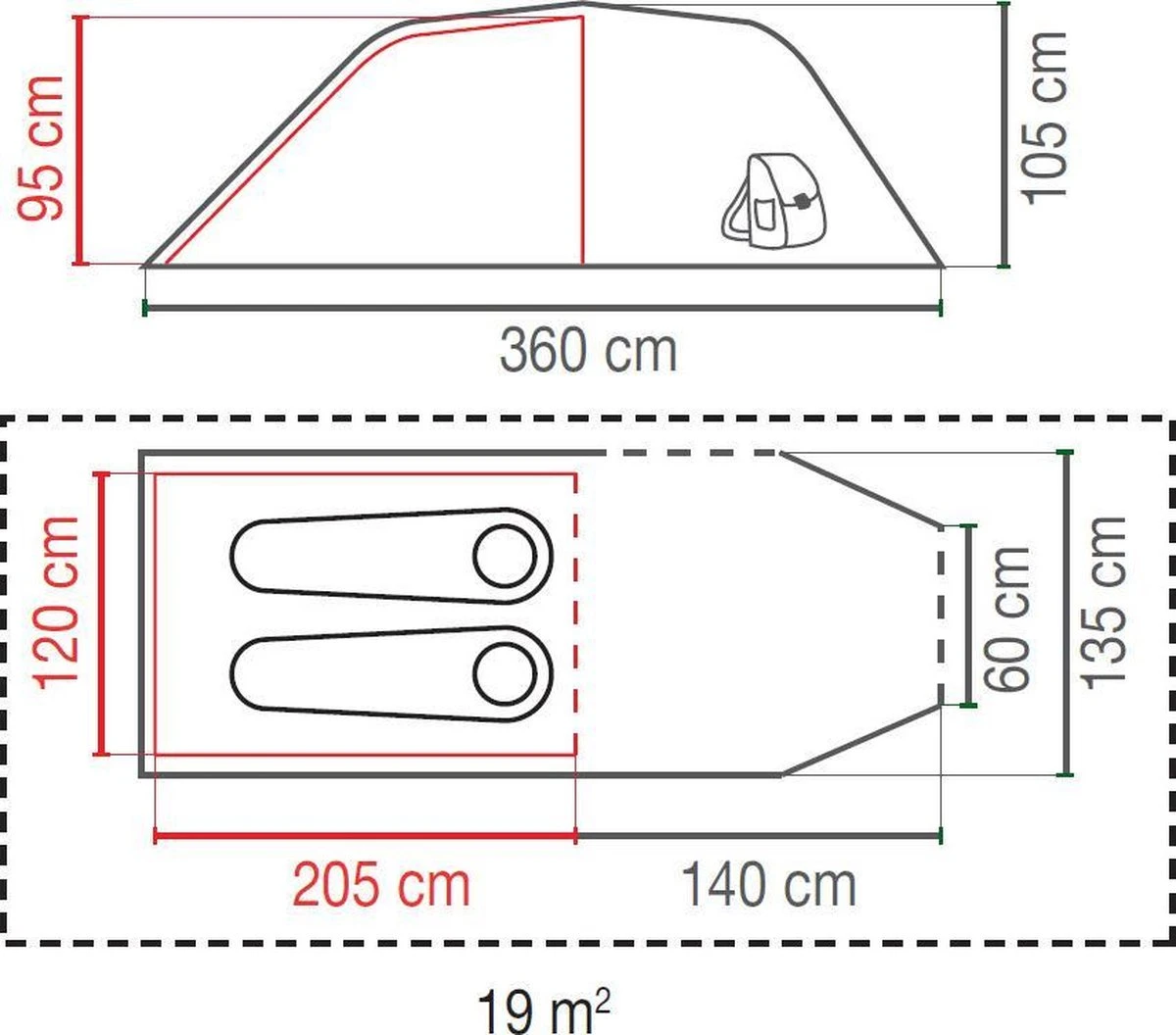 Coleman Cortes 2 Tunneltent - 2-Persoons - Blauw/Wit 5 Coleman Cortes 2 Tunneltent - 2-Persoons - Blauw/Wit - Afbeelding 5