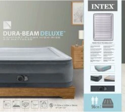 Intex Luchtbed - 2-Persoons - 152 X 203 X 33 Cm - Grijs - Met Ingebouwde Pomp, Hoeslaken Wit En Reparatieset -Buitenkampeer Winkel 1200x1074 3