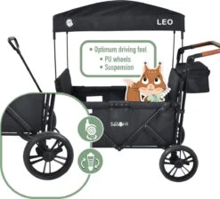 FableKids LEO X4Lite Opvouwbare Handkar Met Dak Onyx Zwart -Buitenkampeer Winkel 1200x1089 3