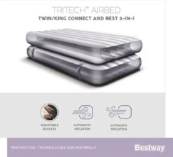 Bestway 3-in-1 Luchtbed - Connect - Zwart - 188x99cm - PVC/Polyester - Single, Double Single En Twin Opblaasbed - Tritech Materiaal - I-Beam Constructie -Buitenkampeer Winkel 1200x1090 3