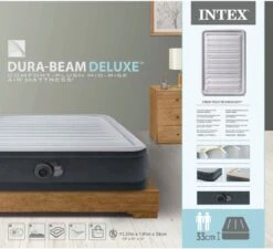 Intex Luchtbed - Twijfelaar - 137 X 191 X 33 Cm - Grijs - Met Ingebouwde Pomp, Hoeslaken Antraciet En Reparatieset -Buitenkampeer Winkel 1200x1095