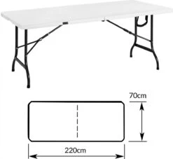 Casaria Tuintafel Opvouwbaar – Met Draaggreep 220x70 Cm – Wit -Buitenkampeer Winkel 1200x1101 2