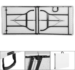 Casaria Tuintafel Opvouwbaar – Met Draaggreep 220x70 Cm – Wit -Buitenkampeer Winkel 1200x1121 3