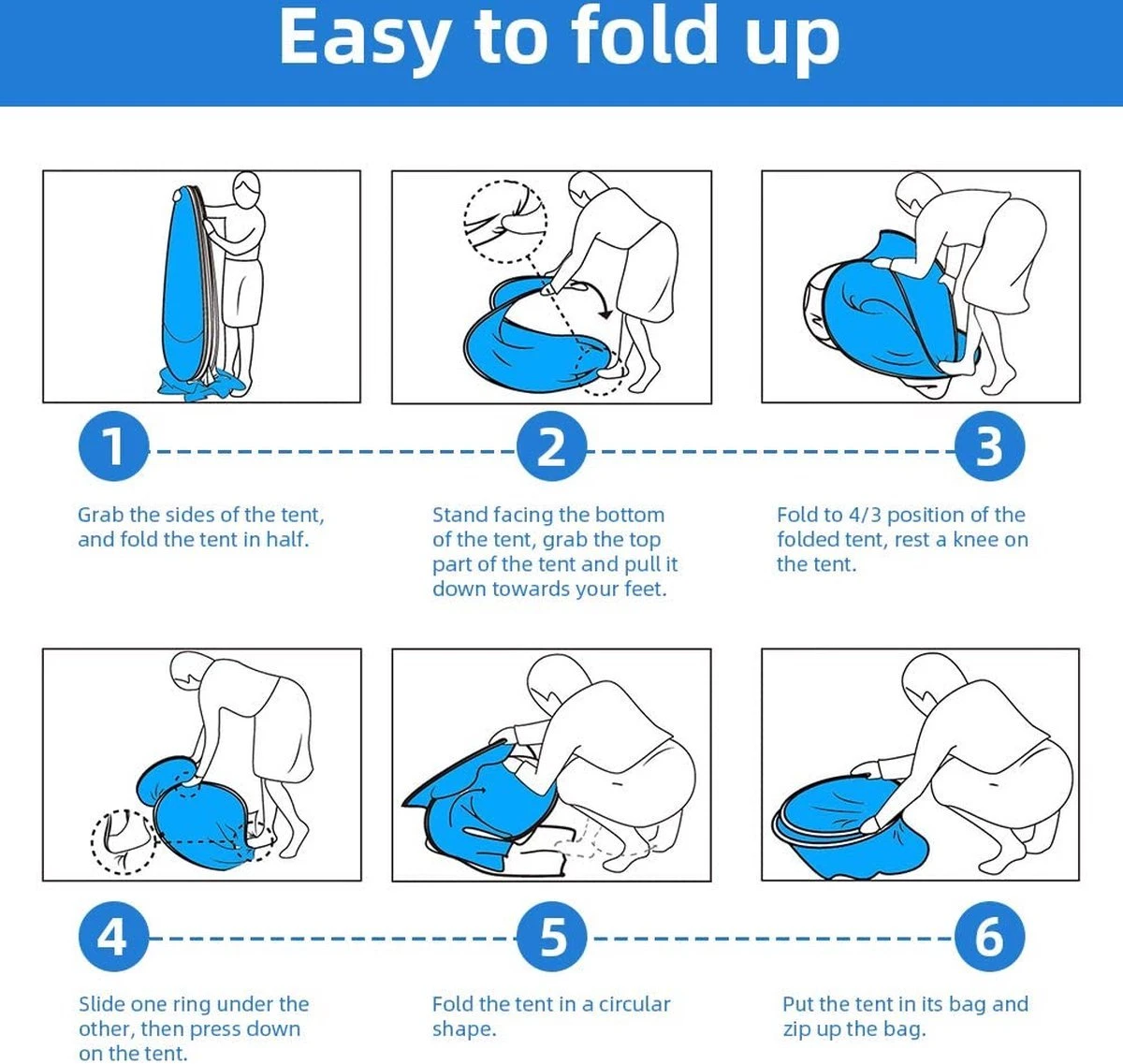 IGOODS Pop-up Tent - 2/3-Persoons - Blauw 3 IGOODS Pop-up Tent - 2/3-Persoons - Blauw - Afbeelding 3