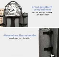 Kono Koeltas - Koelrugzak - Picknick - Picknicktas Met Flessenhouder - Koelrugtas Met Picknickkleed - Grijs (E6915 GY) 11 Kono Koeltas - Koelrugzak - Picknick - Picknicktas Met Flessenhouder - Koelrugtas Met Picknickkleed - Grijs (E6915 GY) -Buitenkampeer Winkel 1200x1145 6