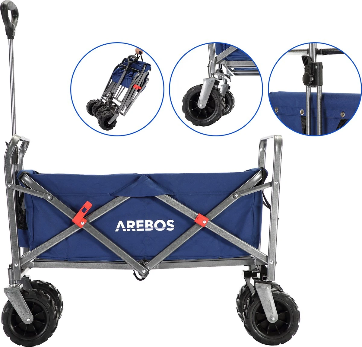 AREBOS Handkar | Transportwagen | Apparatuurwagen | Opvouwbaar | Blauw 9 AREBOS Handkar | Transportwagen | Apparatuurwagen | Opvouwbaar | Blauw - Afbeelding 9