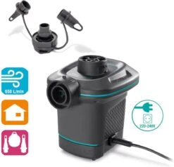 Intex Luchtbedset Intex Luchtbed - 1-Persoons - 76 X 191 X 25 Cm - Blauw + Intex Elektrische Pomp - 650 Liter/min + Hoeslaken Antraciet + Reparatieset -Buitenkampeer Winkel 1200x1155 14