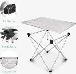 Navaris Campingtafel - Inklapbaar Campingtafeltje Van Aluminium - Opvouwbare Tafel Inclusief Draagtas - Picknicktafel - Zilver 12 Navaris Campingtafel - Inklapbaar Campingtafeltje Van Aluminium - Opvouwbare Tafel Inclusief Draagtas - Picknicktafel - Zilver -Buitenkampeer Winkel 1200x1156 5