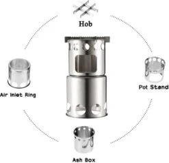 Merkloos Campingkooktoestel, Houtkachel, Draagbaar, Roestvrij Staal, Hobo-kooktoestel Met Opbergzak, Voor Barbecue, Camping, Picknick, Wandelen -Buitenkampeer Winkel 1200x1163 7