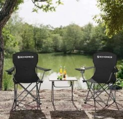 MIRA Home - Campingstoel Set Van 2 Inklapbaar - Klapstoel Met Robuust Frame - Met Flessenhouder - 76 X 51.5 X 95.5 Cm - Zwart -Buitenkampeer Winkel 1200x1166 12