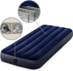 Intex Luchtbedset Intex Luchtbed - 1-Persoons - 76 X 191 X 25 Cm - Blauw + Intex Elektrische Pomp - 650 Liter/min + Hoeslaken Antraciet + Reparatieset -Buitenkampeer Winkel 1200x1171 7