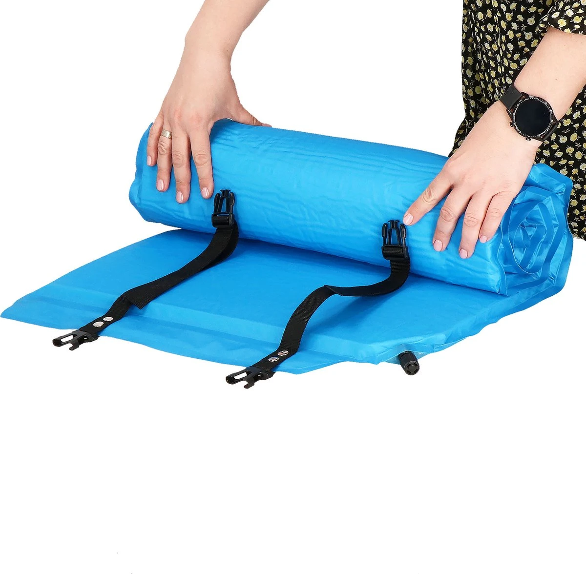 Springos Slaapmat | Zelfopblazend | 186 Cm | Inclusief Hoes & Hoofdkussen | Lichtblauw 5 Springos Slaapmat | Zelfopblazend | 186 Cm | Inclusief Hoes & Hoofdkussen | Lichtblauw - Afbeelding 5