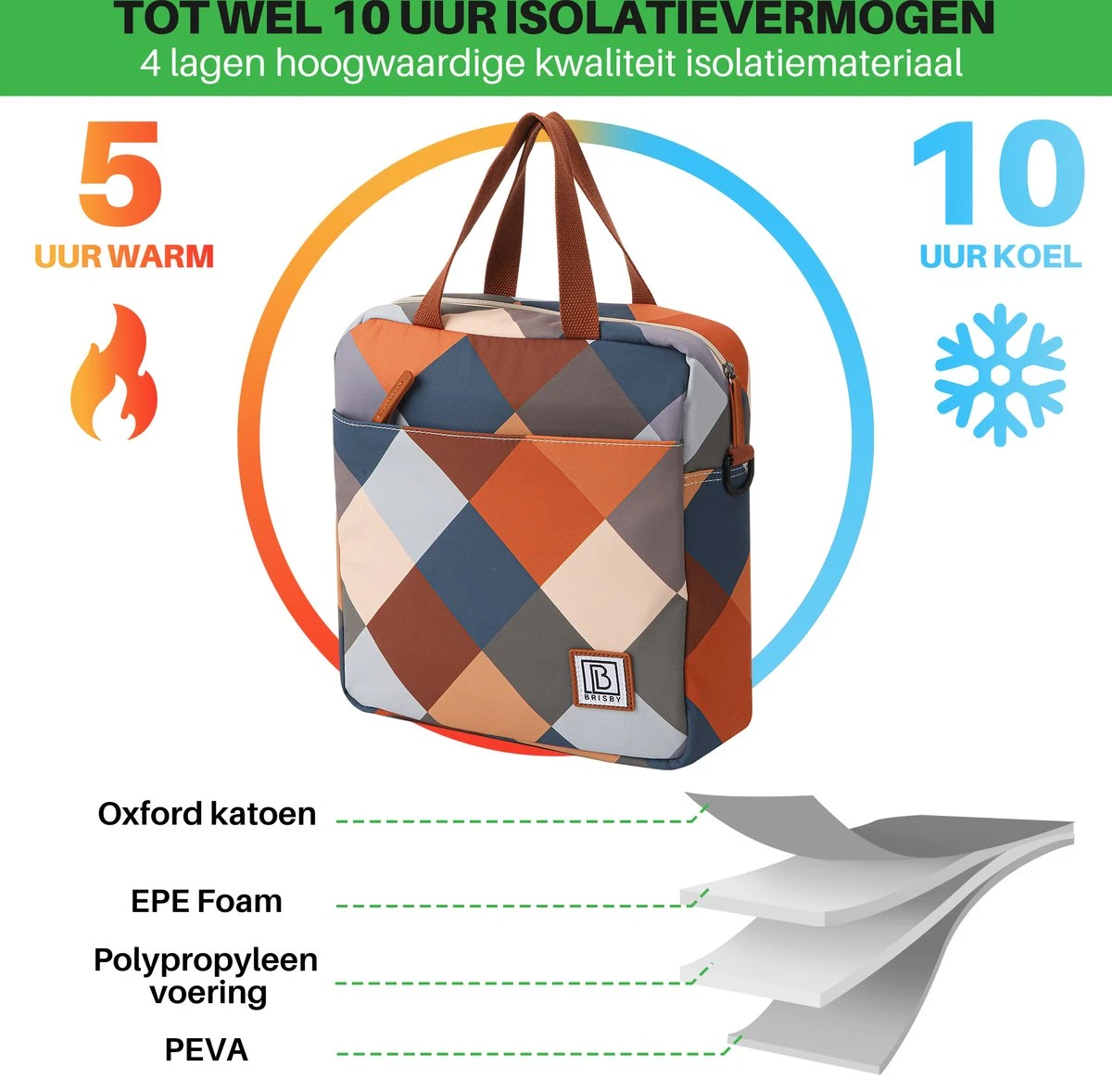 Brisby 4 Laags Geïsoleerde Koeltas - Lunchtas 7 Liter - Blok 7 Brisby 4 Laags Geïsoleerde Koeltas - Lunchtas 7 Liter - Blok - Afbeelding 7