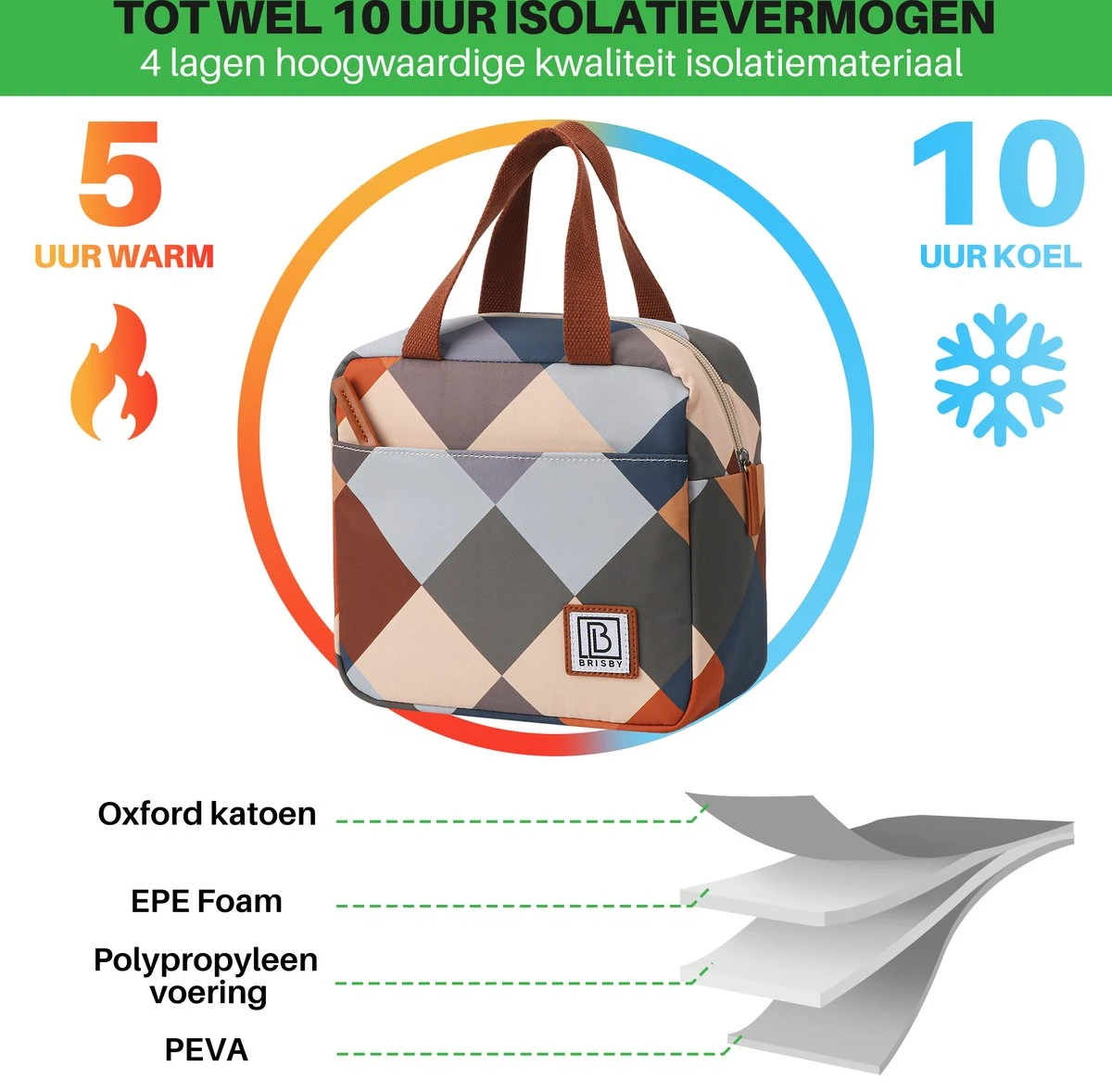 Brisby 4 Laags Geïsoleerde Koeltas - Lunchtas 4 Liter - Blok 5 Brisby 4 Laags Geïsoleerde Koeltas - Lunchtas 4 Liter - Blok - Afbeelding 5