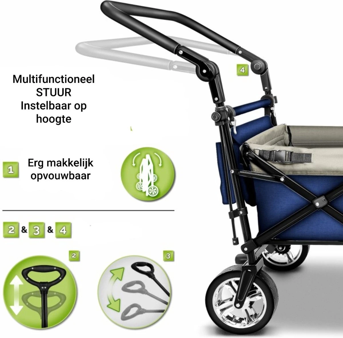 Tresko- Bolderkar, Grijs, Opvouwbaar, Met Dakje, Geschikt Tot 80 Kg - Bolderwagen - Kinderenvervoer - Bolderkarren - Tuinkar - Kinderwagen 9 Tresko- Bolderkar, Grijs, Opvouwbaar, Met Dakje, Geschikt Tot 80 Kg - Bolderwagen - Kinderenvervoer - Bolderkarren - Tuinkar - Kinderwagen - Afbeelding 9