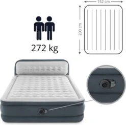 Intex 64448 - Queen Deluxe Ultra-Plush Zelfopblazend 2-persoons Luchtbed Met Hoofdboord (203x152x46cm) -Buitenkampeer Winkel 1200x1183 1