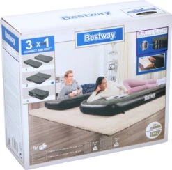 Bestway 3-in-1 Luchtbed - Connect - Zwart - 188x99cm - PVC/Polyester - Single, Double Single En Twin Opblaasbed - Tritech Materiaal - I-Beam Constructie -Buitenkampeer Winkel 1200x1184 4