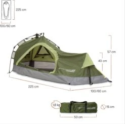 Where Tomorrow Solo Tent 225X100X57 Cm - Groen - 1 Persoons -Buitenkampeer Winkel 1200x1190 1