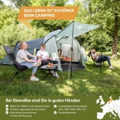 Skandika Bern 4 Koepeltent - Koepeltent - Tenten - 4 Persoons Kampeertent Met Panoramisch Dakraam, 2 Slaapcabines, Grondzeil, 210 Cm Stahoogte, Waterdicht, 4000 Mm Waterkolom - Grote Outdoor Familie Tent, Kampeertent - Grijs -Buitenkampeer Winkel 1200x1200 118