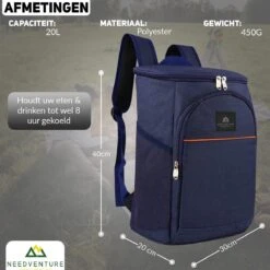 Needventure Koeltas - Lunchtas - Koelrugtas - Picknicktas - 20 Liter - Flessenhouder - Bieropener - Blauw -Buitenkampeer Winkel 1200x1200 1521