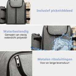 Kono Koeltas - Koelrugzak - Picknick - Picknicktas Met Flessenhouder - Koelrugtas Met Picknickkleed - Grijs (E6915 GY) 17 Kono Koeltas - Koelrugzak - Picknick - Picknicktas Met Flessenhouder - Koelrugtas Met Picknickkleed - Grijs (E6915 GY) -Buitenkampeer Winkel 1200x1200 1534
