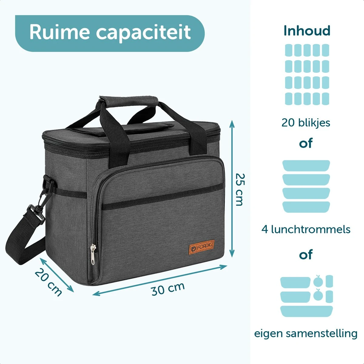 ForDig Koeltas L Zwart (15 Liter) - Gemaakt Van 600D Polyester Met PEVA-Voering - Ruimte Voor 20 Blikjes Of 10 Halve Liter Flessen - Opvouwbaar Koel Tas Met Easy-Acces Flap - Ruimte Voor Bestek - Picknick Cool Bag - Coolerbag - Grote Cooler 2 ForDig Koeltas L Zwart (15 Liter) - Gemaakt Van 600D Polyester Met PEVA-Voering - Ruimte Voor 20 Blikjes Of 10 Halve Liter Flessen - Opvouwbaar Koel Tas Met Easy-Acces Flap - Ruimte Voor Bestek - Picknick Cool Bag - Coolerbag - Grote Cooler - Afbeelding 2