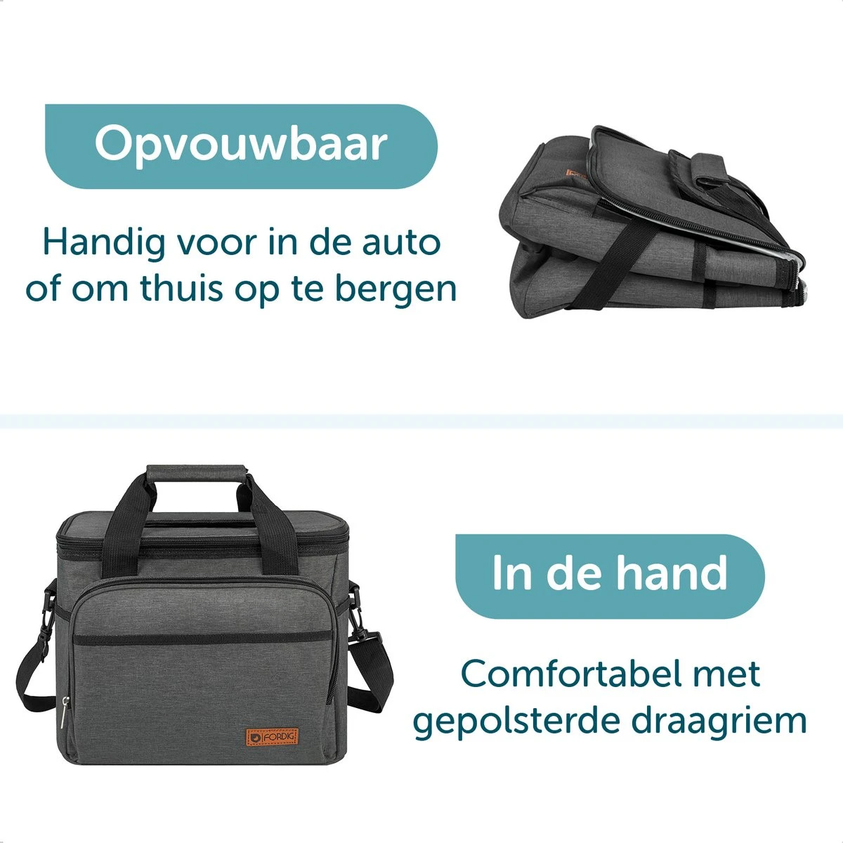 ForDig Koeltas L Zwart (15 Liter) - Gemaakt Van 600D Polyester Met PEVA-Voering - Ruimte Voor 20 Blikjes Of 10 Halve Liter Flessen - Opvouwbaar Koel Tas Met Easy-Acces Flap - Ruimte Voor Bestek - Picknick Cool Bag - Coolerbag - Grote Cooler 5 ForDig Koeltas L Zwart (15 Liter) - Gemaakt Van 600D Polyester Met PEVA-Voering - Ruimte Voor 20 Blikjes Of 10 Halve Liter Flessen - Opvouwbaar Koel Tas Met Easy-Acces Flap - Ruimte Voor Bestek - Picknick Cool Bag - Coolerbag - Grote Cooler - Afbeelding 5