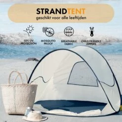 Deryan Luxe Pop Up Strandtent - Anti-UV 50+ - Cream -Buitenkampeer Winkel 1200x1200 174