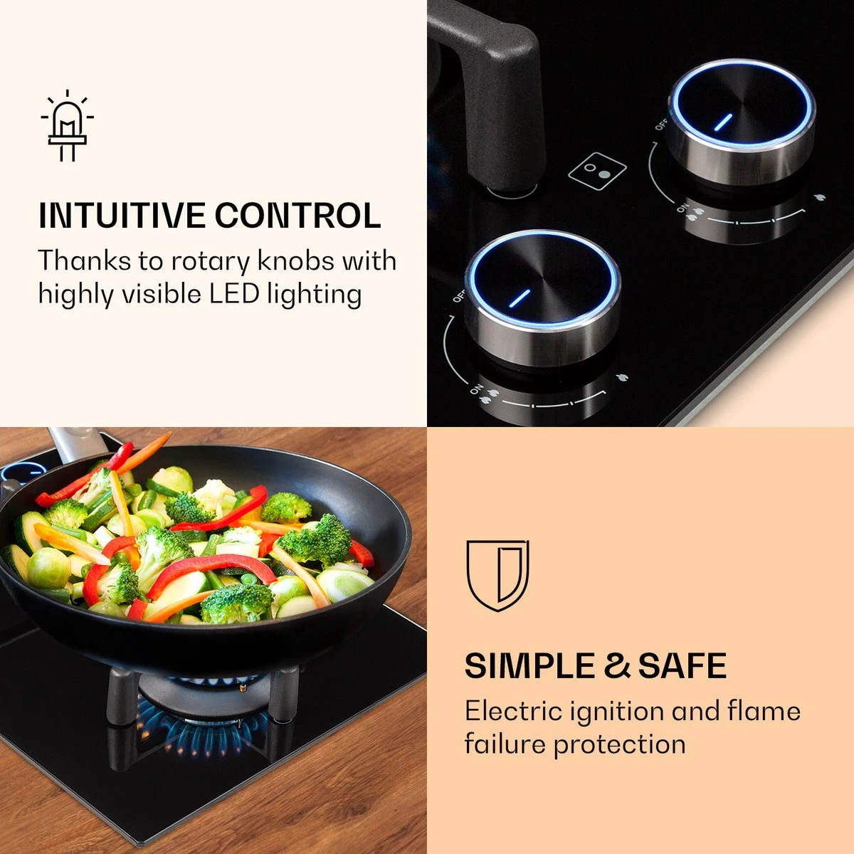 Illuminosa Domino Gaskookplaat 2-pits Sabaf Branders Glaskeramiek 5 Illuminosa Domino Gaskookplaat 2-pits Sabaf Branders Glaskeramiek - Afbeelding 5